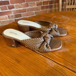 Brown Michael Kors low heels woven toes